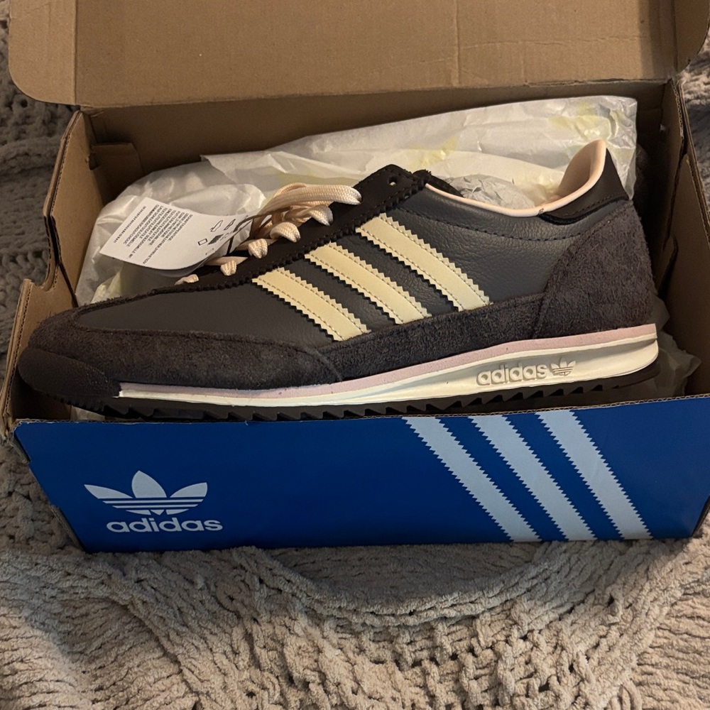 Adidas Brown and Cream Retro Runner Sneakers (SL 72 OG Women)